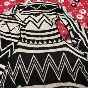 Womens T/O Black White Coastal Girl Grandmacore Quiet Luxury  Boho Sweater Small